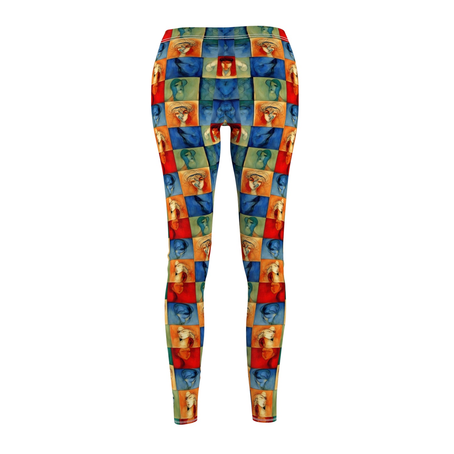 Checkerboard pattern leggings - Back view highlighting comfortable fit and pattern continuity