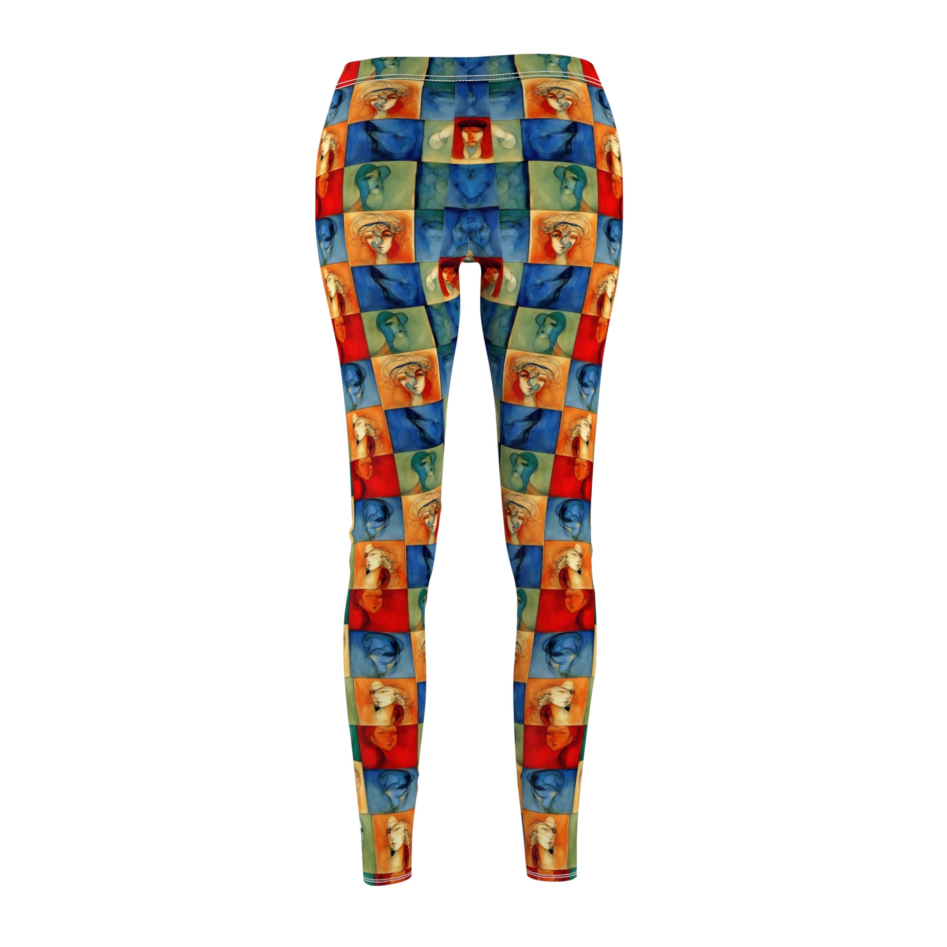 Checkerboard pattern leggings - Back view highlighting comfortable fit and pattern continuity