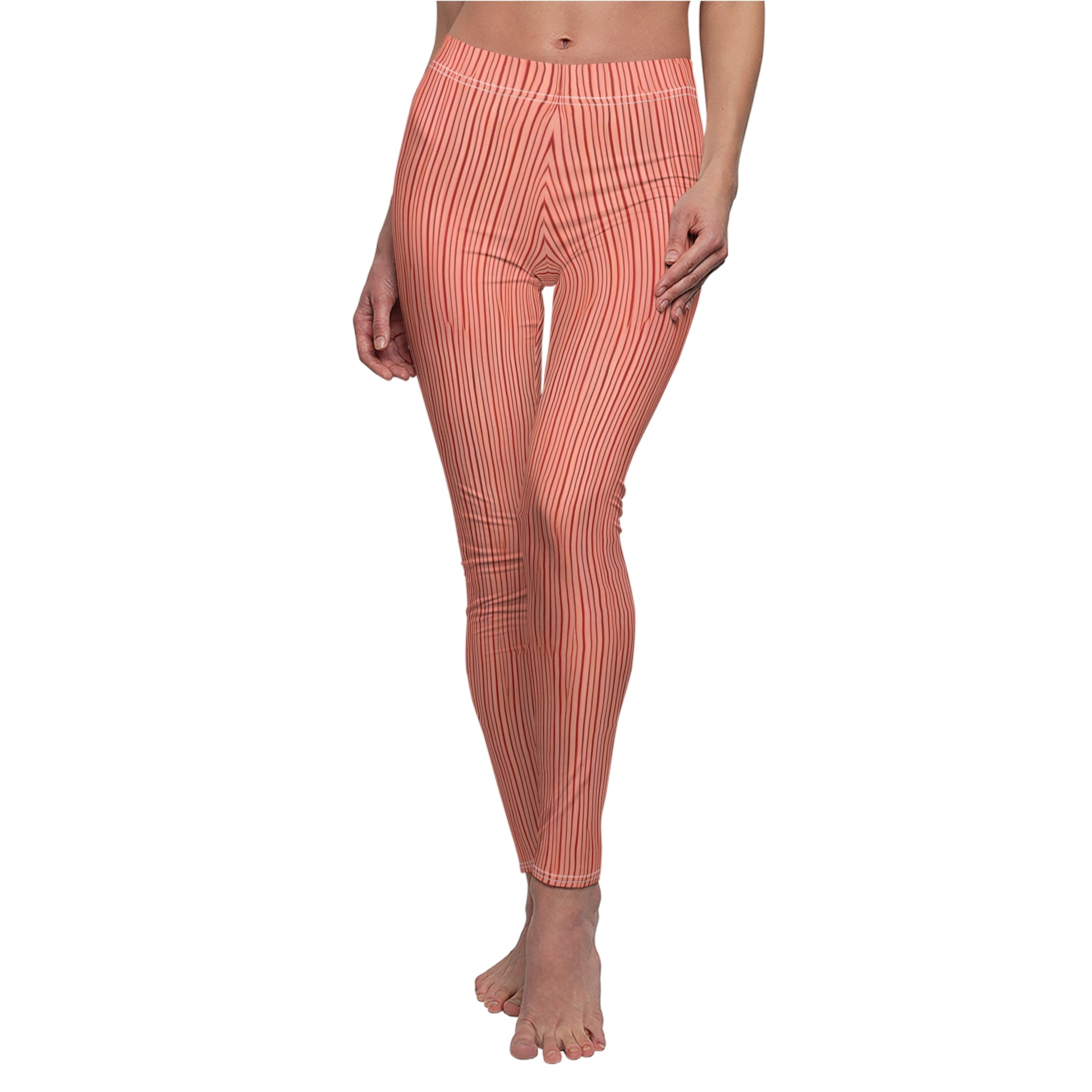 Front view of Candystripe Red Leggings showing vibrant pattern and comfortable fit