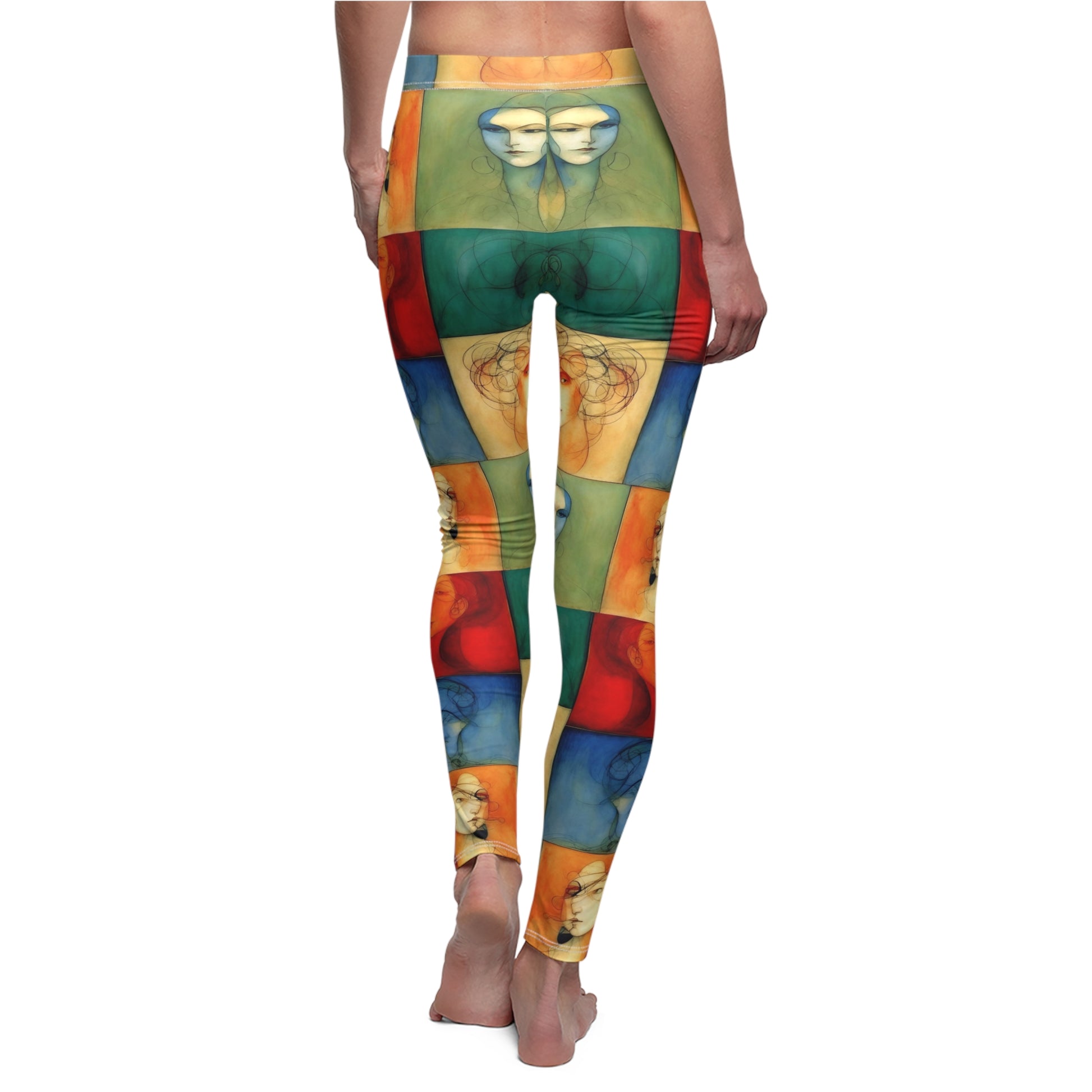 Back view of checkerboard babyface leggings on model - showing full length fit