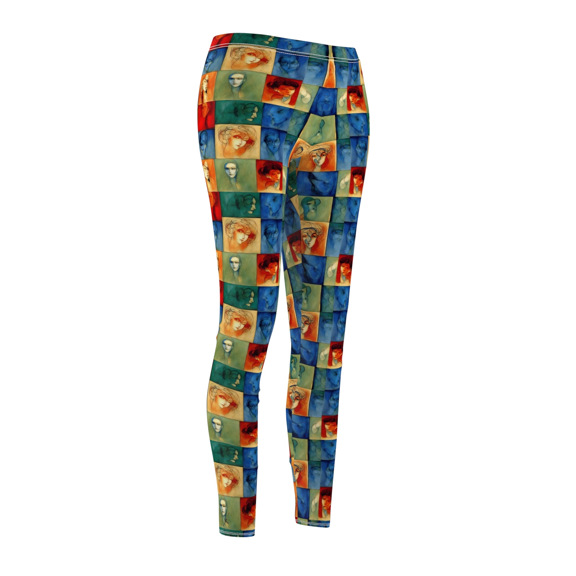 Checkerboard pattern leggings - Close-up detail of fabric texture and pattern