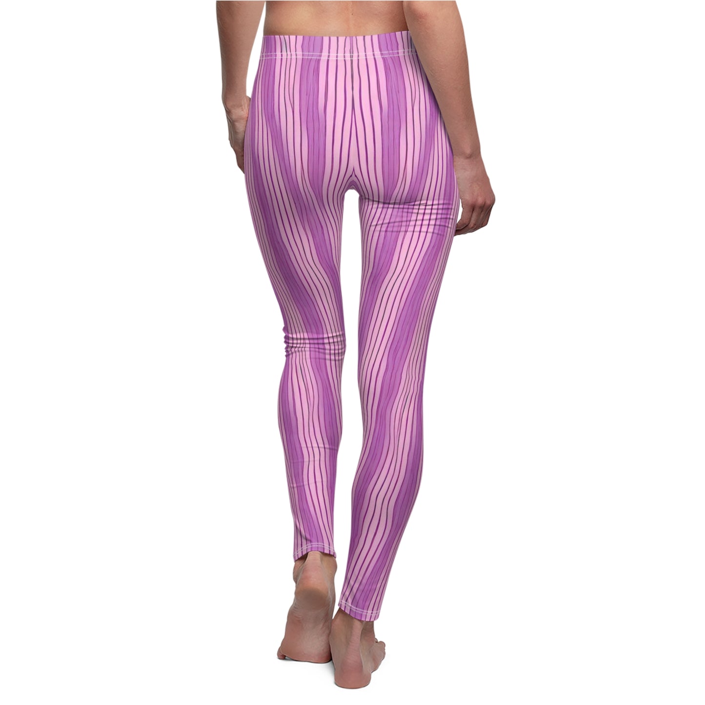 Candystripe Violet Leggings - Back View - Elastic Skinny Fit Polyester Spandex Blend