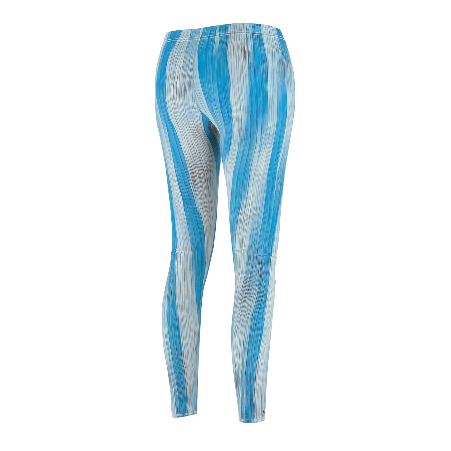 Miller Burton light blue candystripe leggings - back side view displaying skinny fit and elastic waistband