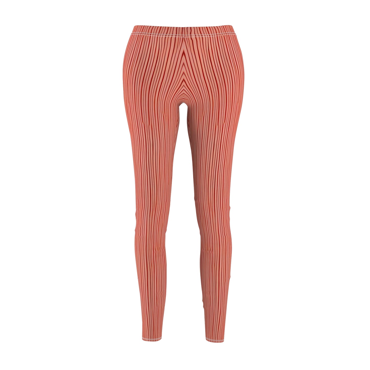 Front view of Candystripe Red Leggings showing vibrant pattern and comfortable fit
