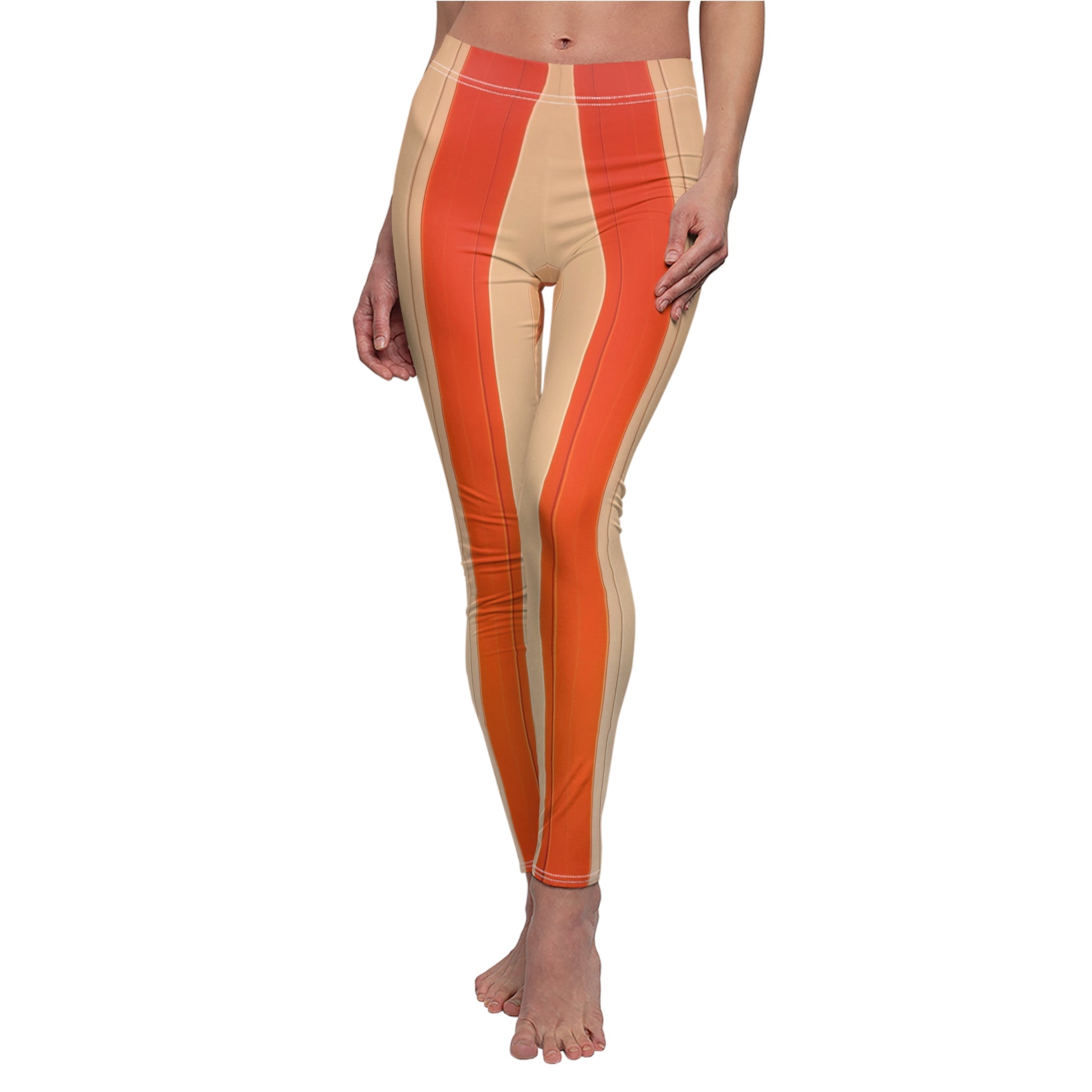 Candystripe Orange Leggings - Front View on model
