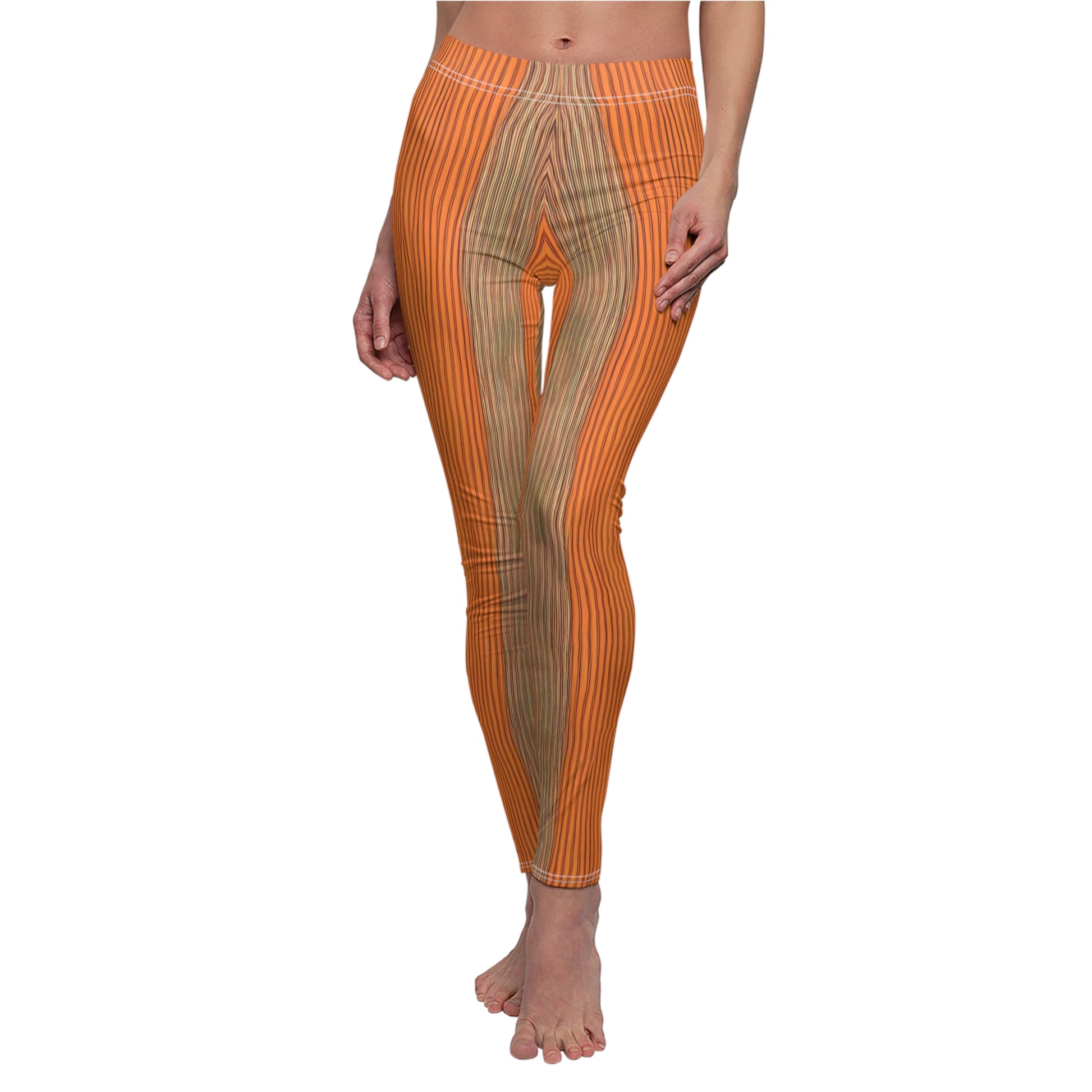 Candystripe Tangerine Leggings - Front View