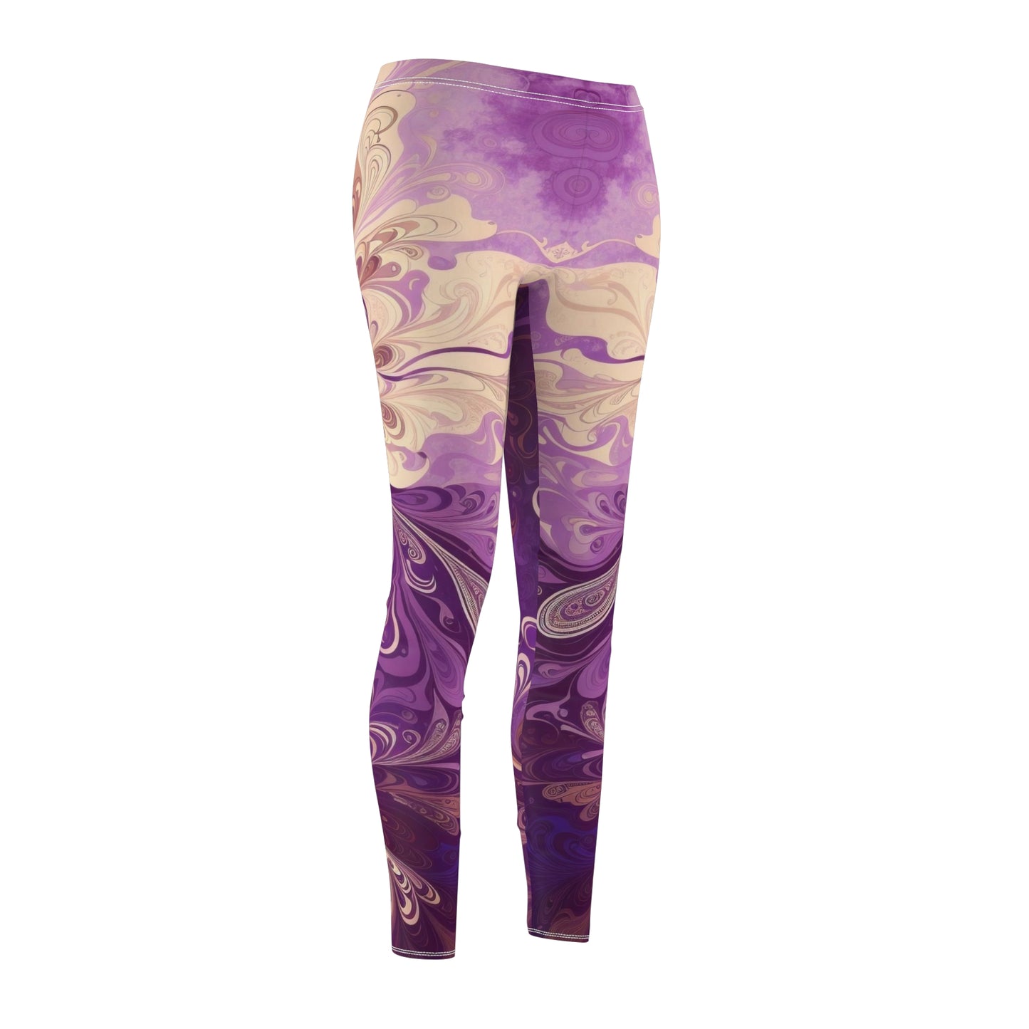 Lavender Girl Leggings modeled - full length view of artistic design