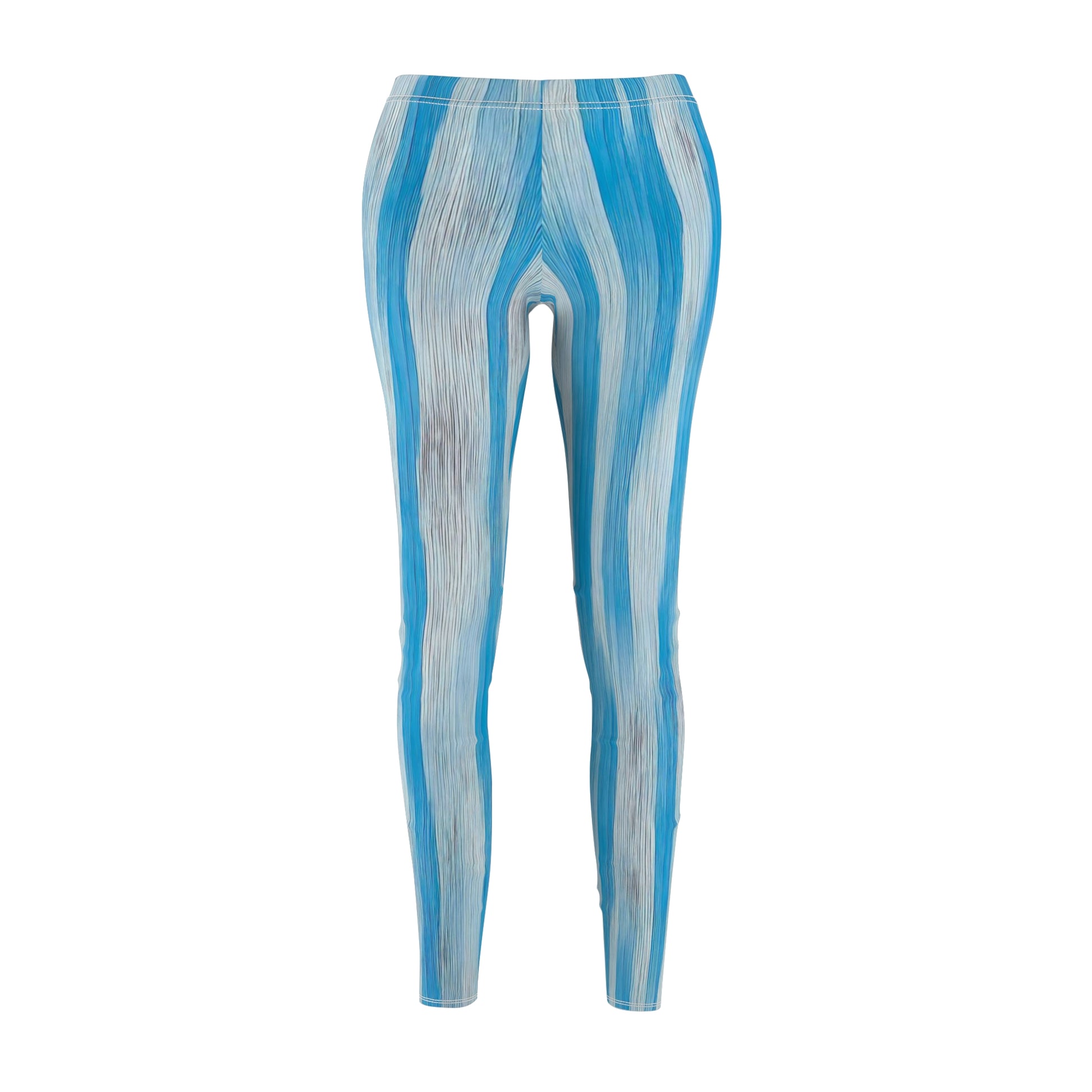 Miller Burton light blue candystripe leggings - close-up of fabric texture and vibrant pattern detail