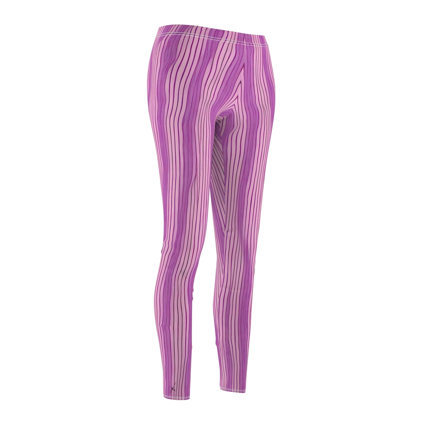 Candystripe Violet Leggings - Front Side View - Elastic Skinny Fit Polyester Spandex Blend
